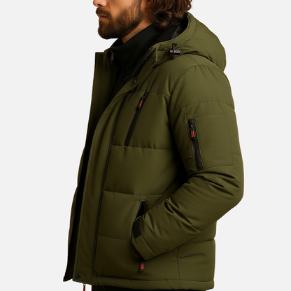 Men’s Waterproof Winter Puffer Jacket – Warm Insulated Hooded
