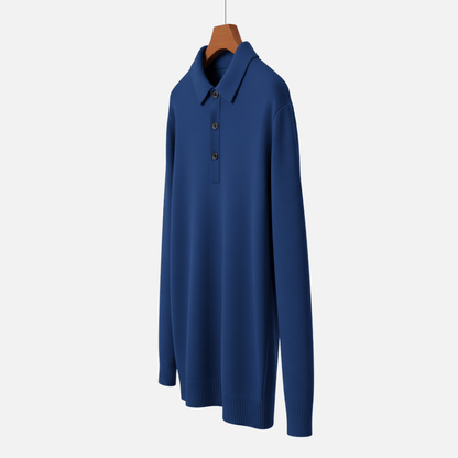 Long Sleeve Merino Wool Polo Jumper