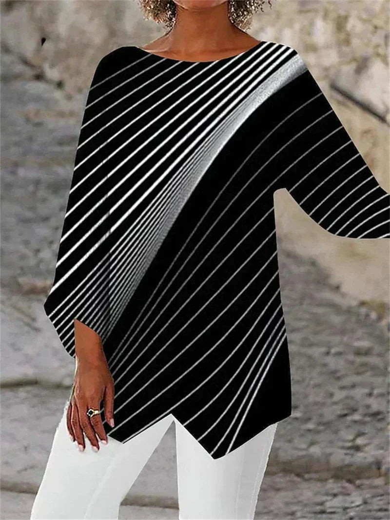 Women's Asymmetrical Butterfly Print Tunic Top