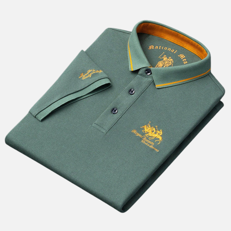 Men's Embroidered Long Sleeve Polo Shirt