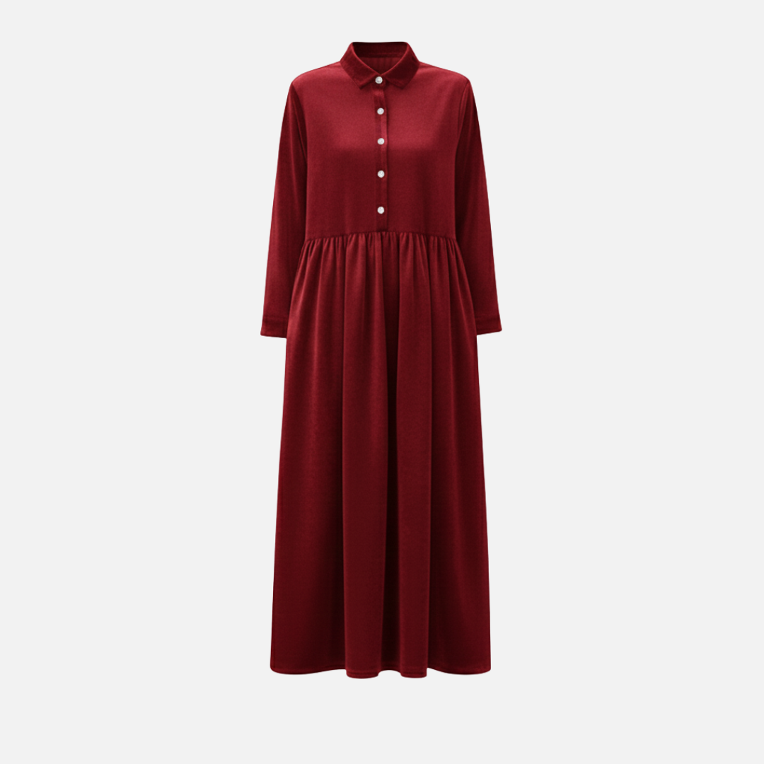 Women’s Long Sleeve Button Front Maxi Dress