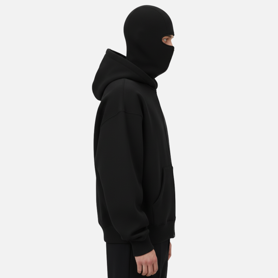 Men’s Full Zip Balaclava Hoodie – Streetwear Tech Fleece Jacket