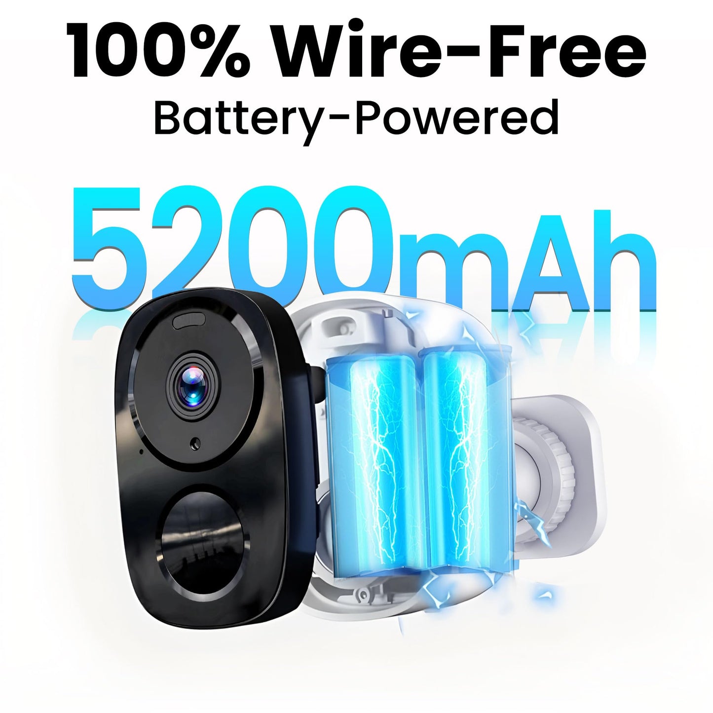 2K Wireless Outdoor Security Camera 5G WiFi Solar 5200mAh – Home