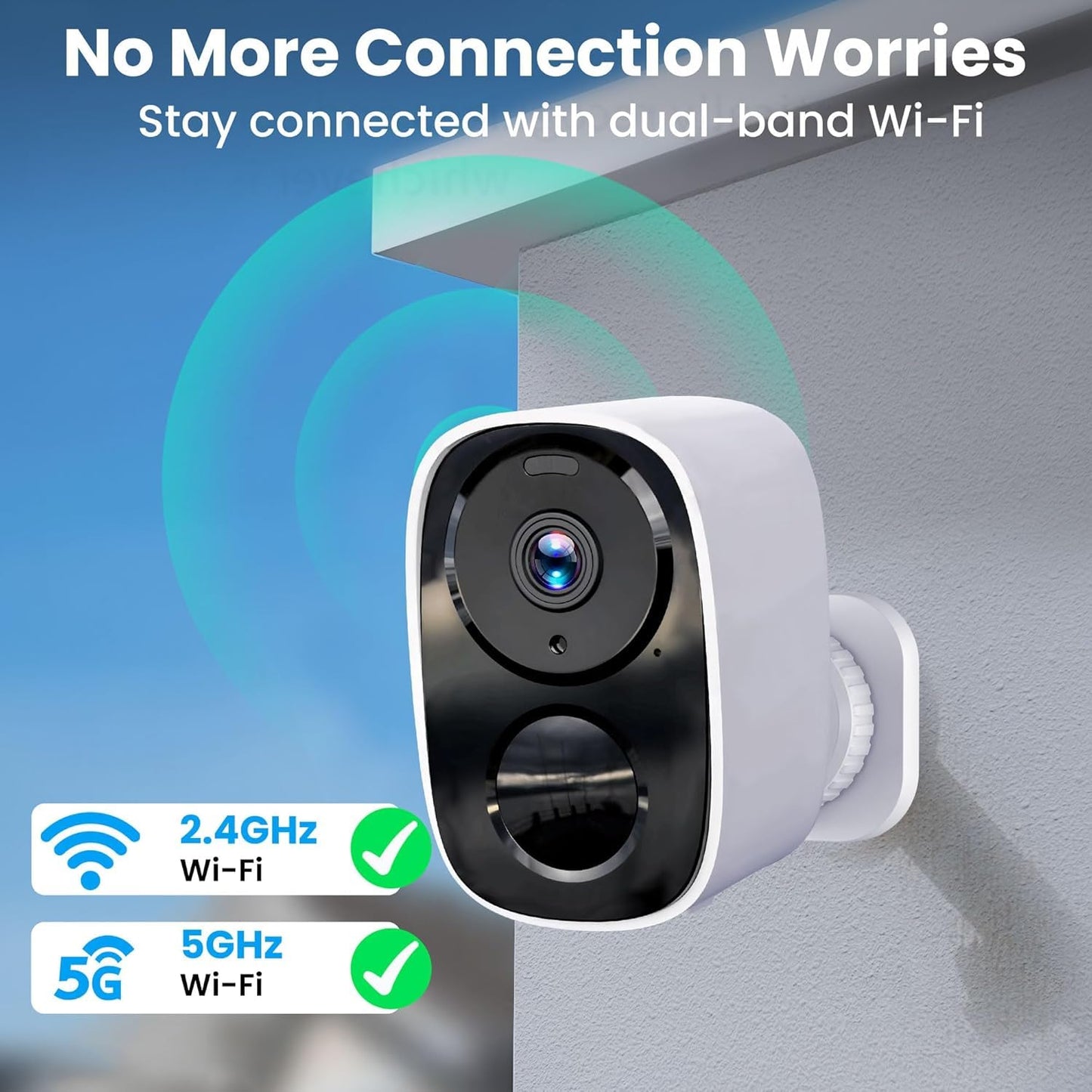 2K Wireless Outdoor Security Camera 5G WiFi Solar 5200mAh – Home