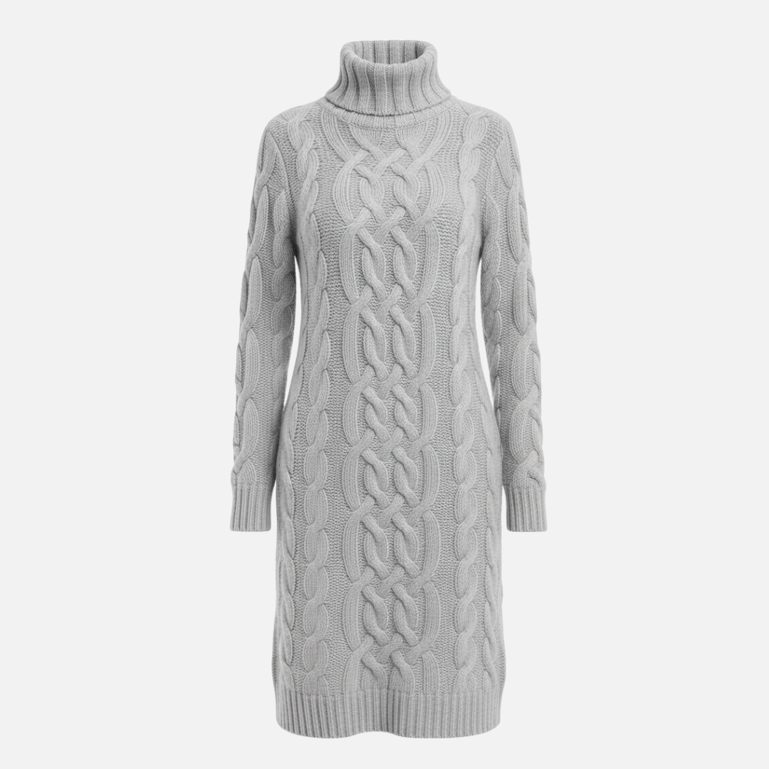 Women's Elegant Warm Cable Knit Sweater Dress