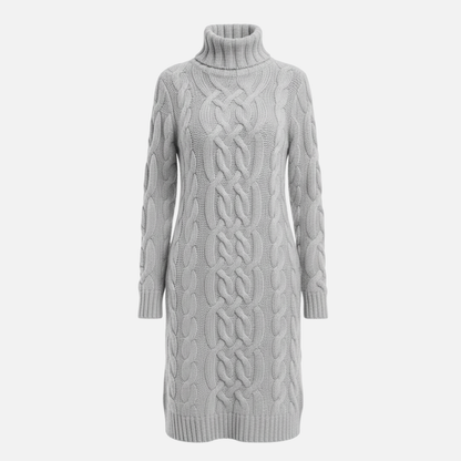 Women's Elegant Warm Cable Knit Sweater Dress