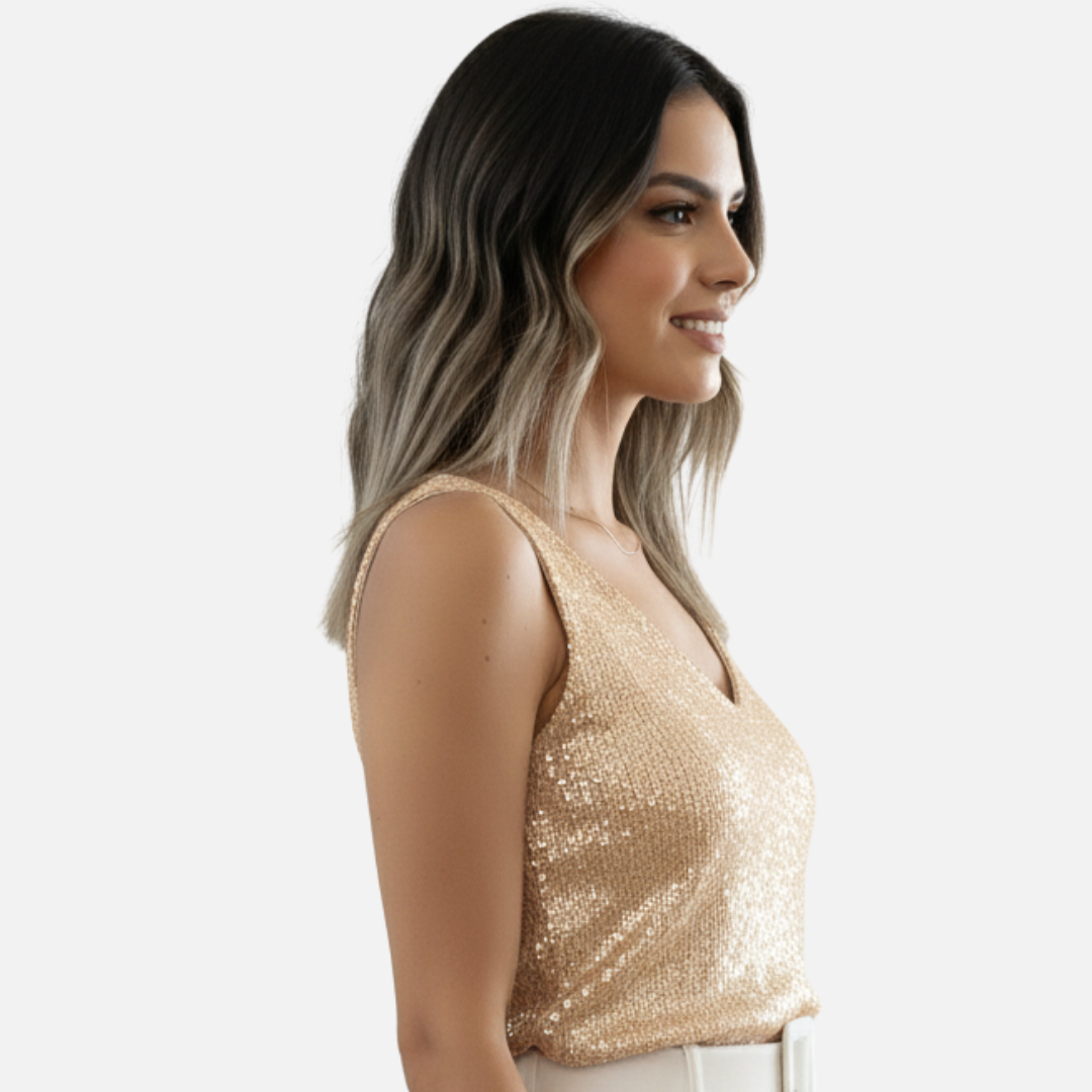 Women’s Sequin Tank Top – Elegant Glitter Top
