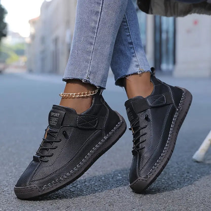 Men's Leather Casual Sneakers with Strap