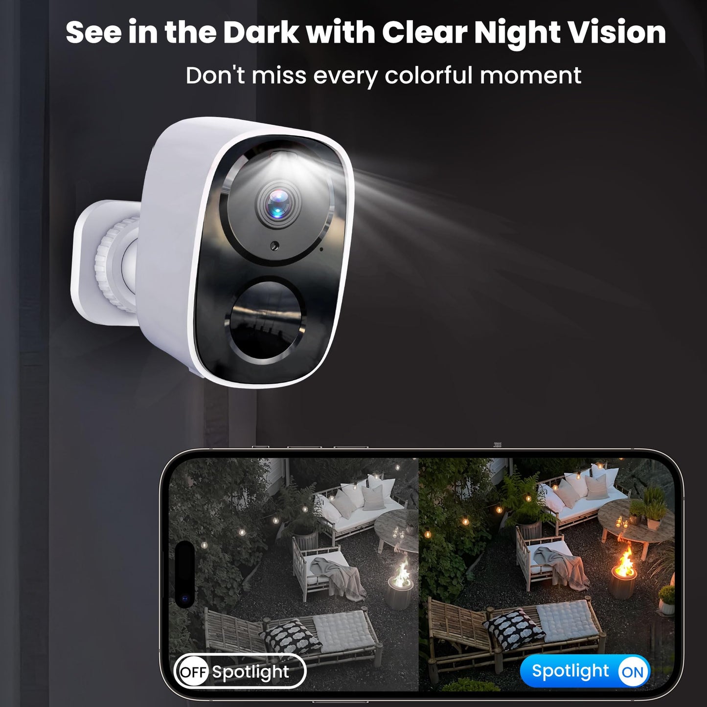 2K Wireless Outdoor Security Camera 5G WiFi Solar 5200mAh – Home
