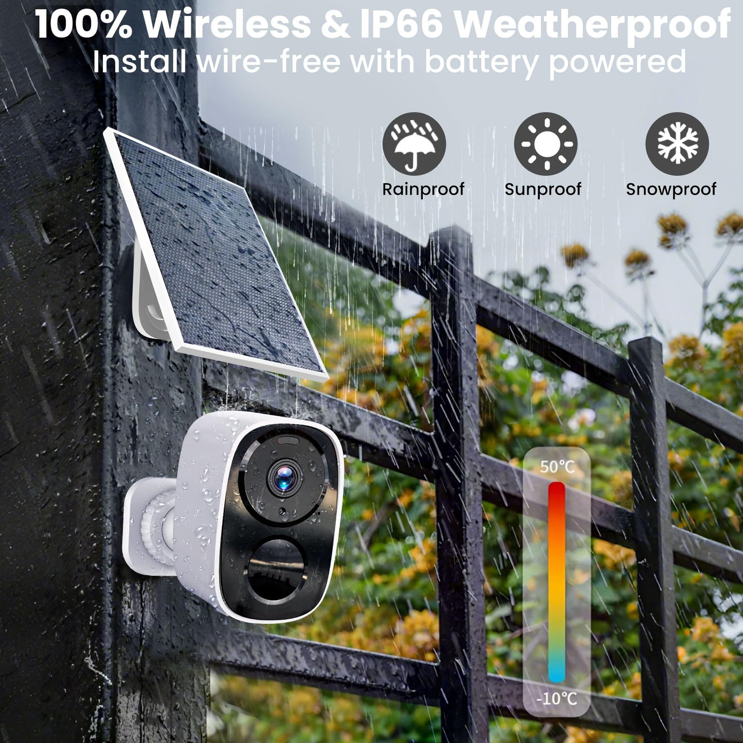 2K Wireless Outdoor Security Camera 5G WiFi Solar 5200mAh – Home