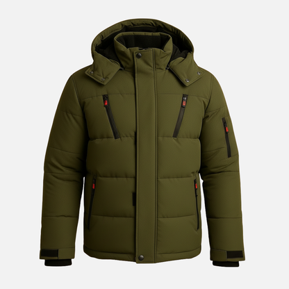 Men’s Waterproof Winter Puffer Jacket – Warm Insulated Hooded