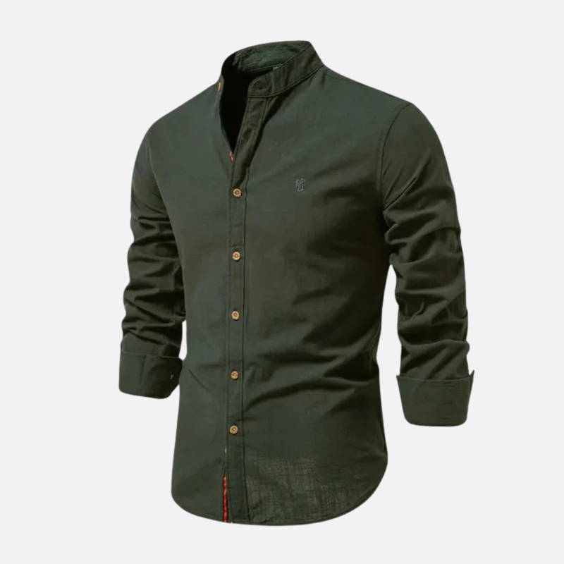 Men's Long Sleeve Mandarin Collar Shirt