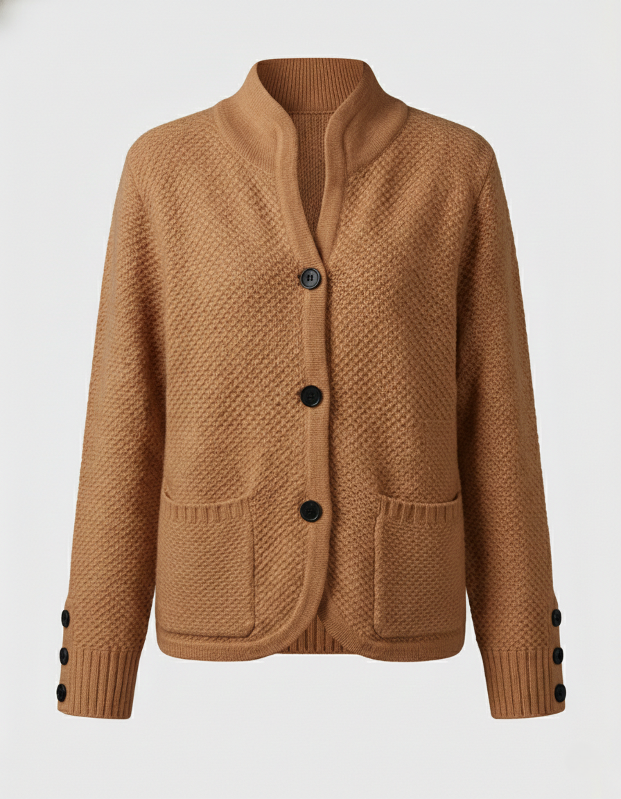 Women's Cashmere Cardigan – Button Front, Honeycomb Knit