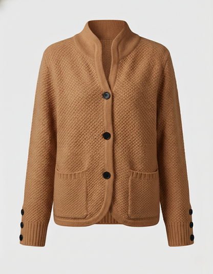 Women's Cashmere Cardigan – Button Front, Honeycomb Knit