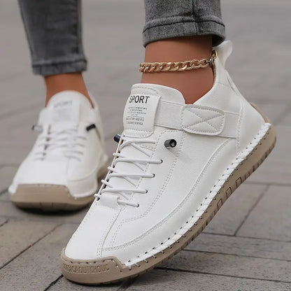 Men's Leather Casual Sneakers with Strap