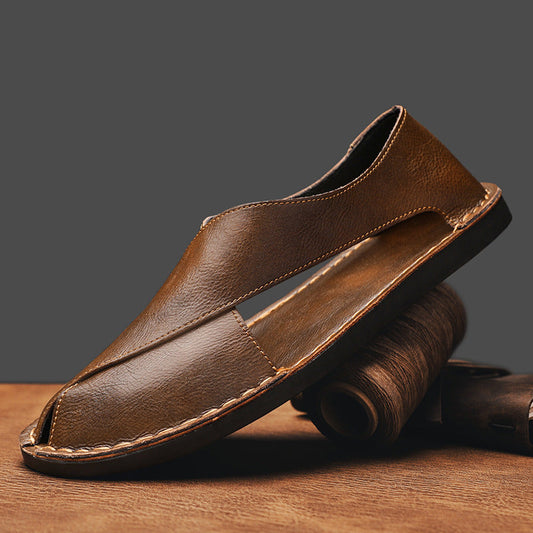 Women's Genuine Leather Orthopedic Sandals Slip-On Cutout