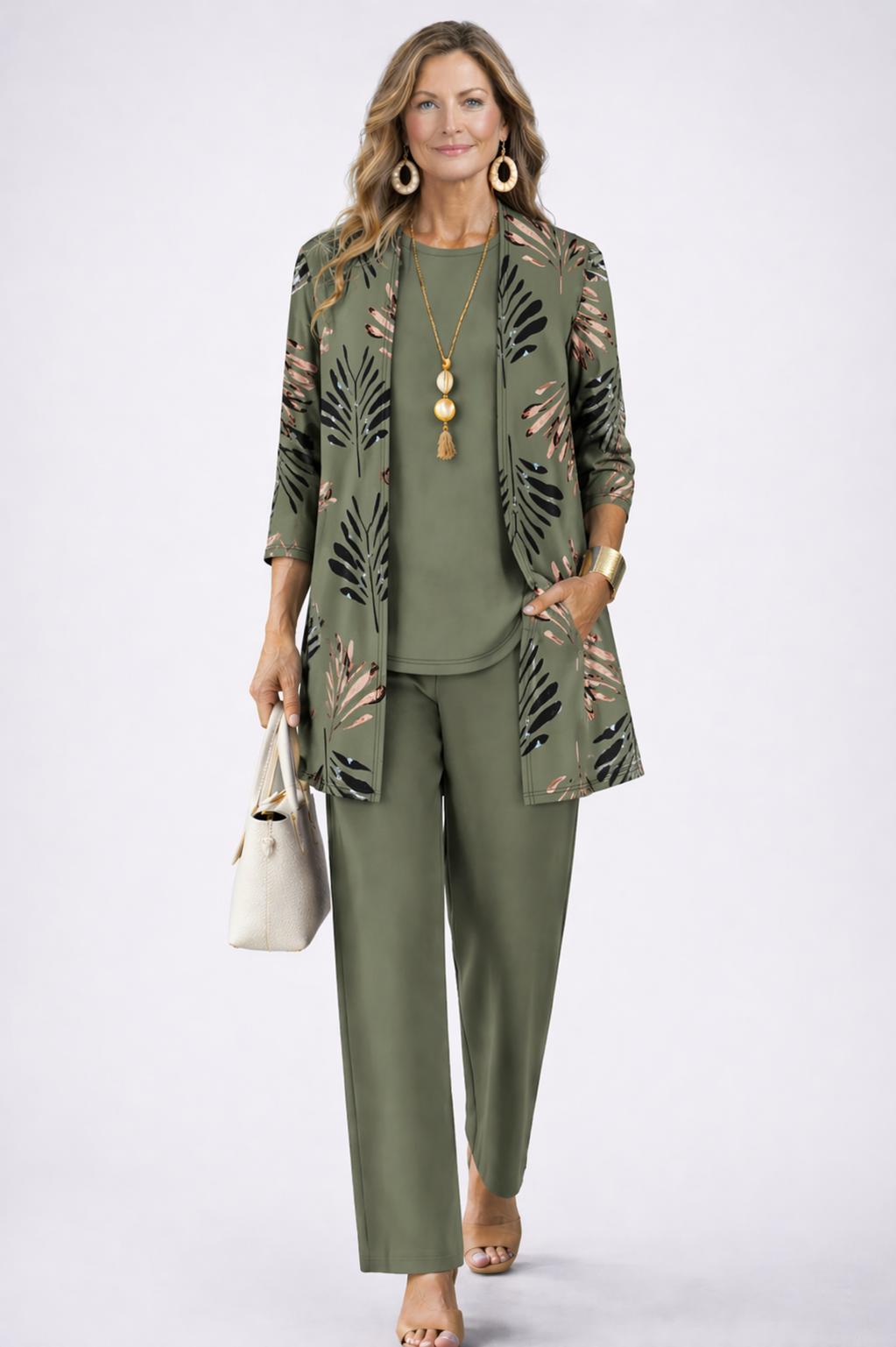 Aqua 3-Piece Set | Relaxed Fit, Lightweight, Printed Trousers for Women 1