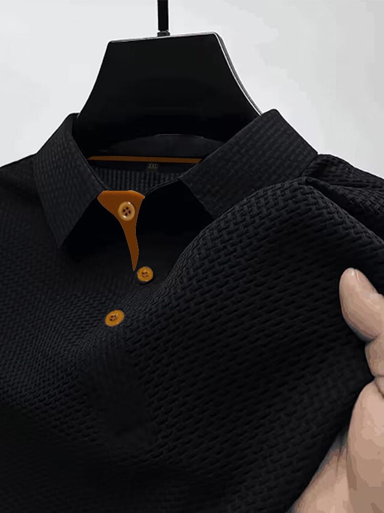 Noah | Men's Breathable Waffle Knit Polo Shirt Button Collar