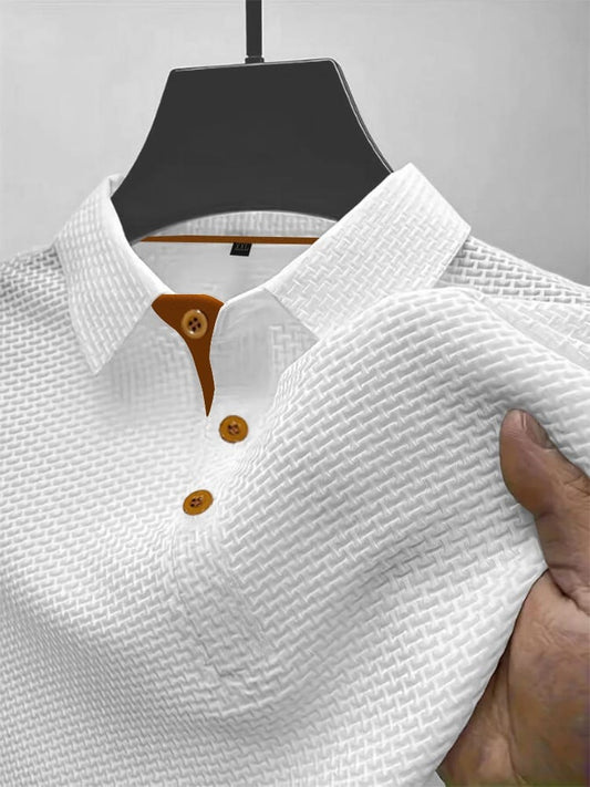 Noah | Men's Breathable Waffle Knit Polo Shirt Button Collar