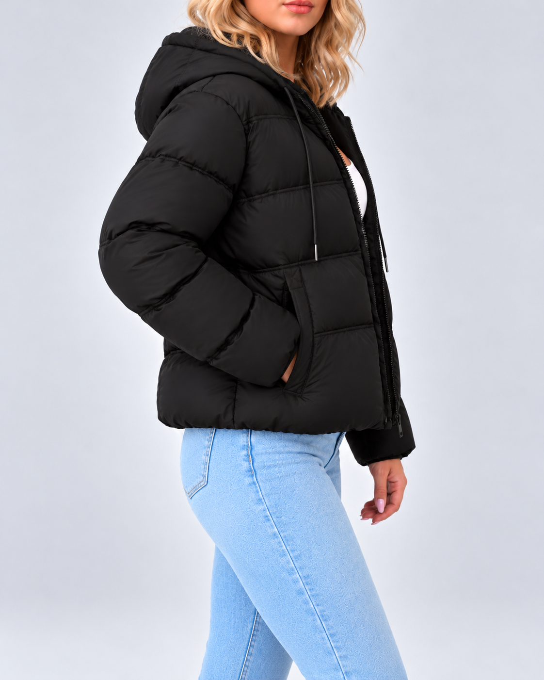 Women's Puffer Jacket – Hooded, Quilted Zip-Up