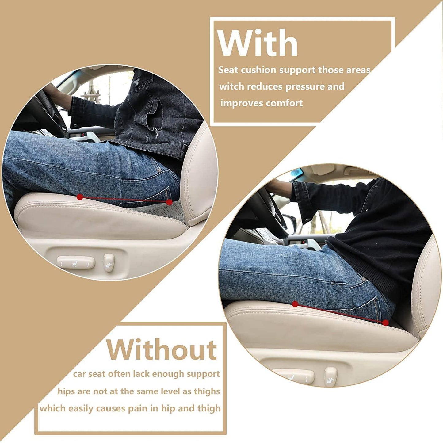 Car Seat Booster Pad Cushion for Shorter Drivers 5