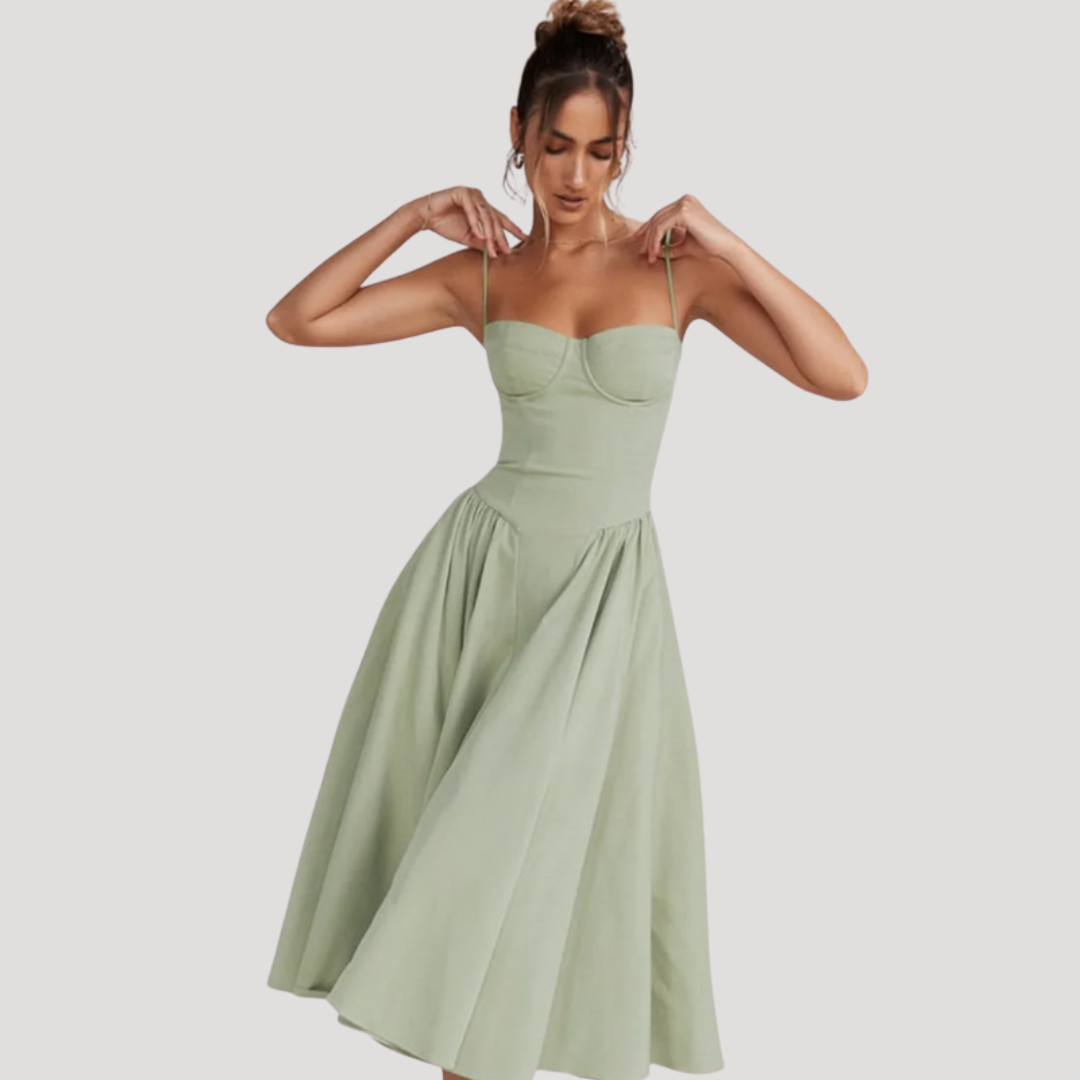 Corset Bodice Midi Dress for Holidays 0