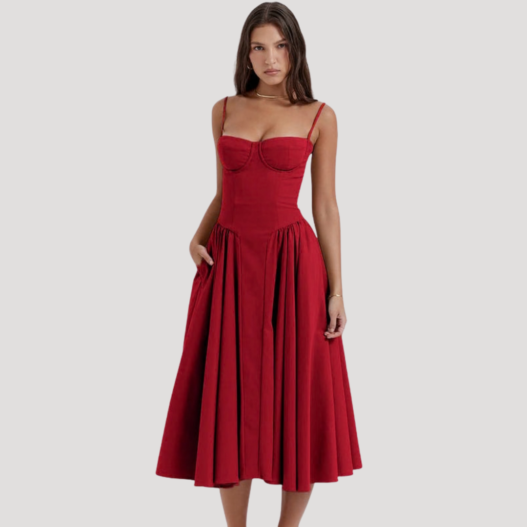Corset Bodice Midi Dress for Holidays 2