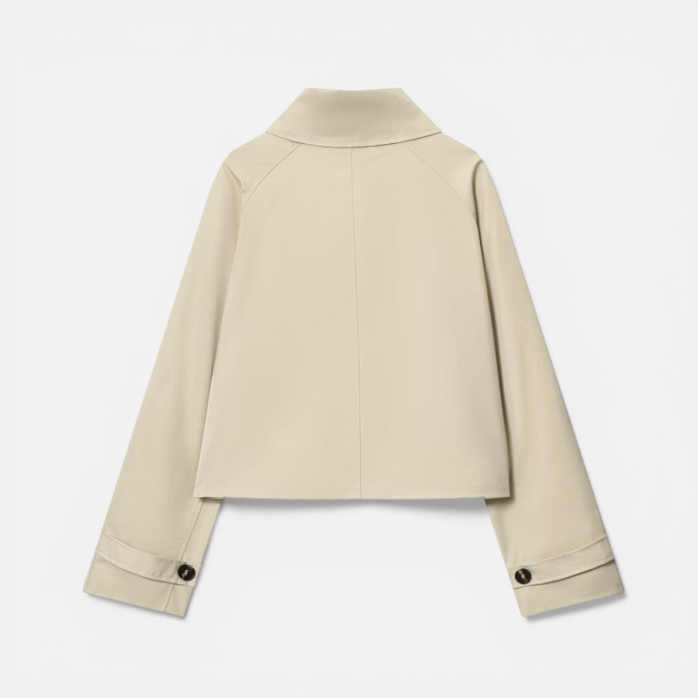 Women's Cropped Trench Jacket with Button Closure