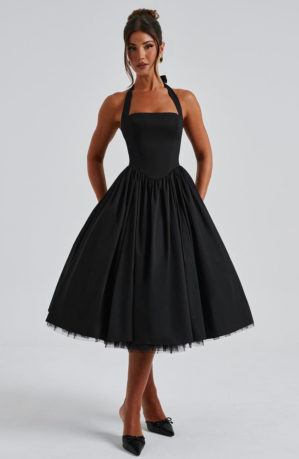 Women's Halter Neck A-Line Midi Dress