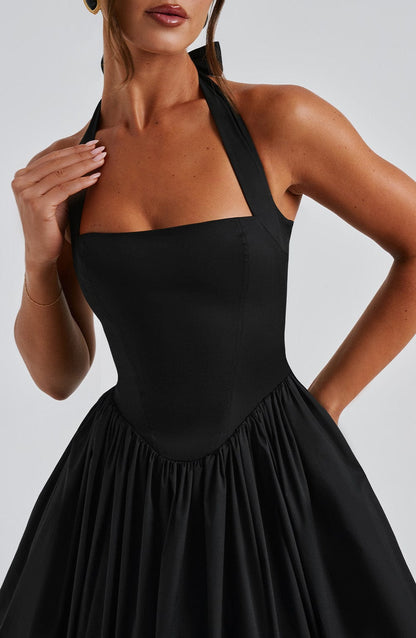 Women's Halter Neck A-Line Midi Dress