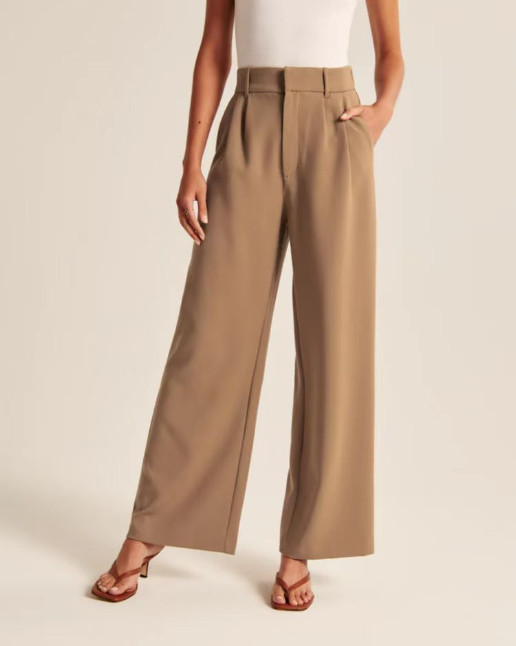 Women's Wide-Leg Pants – High-Waisted Pleated Tailored Fit