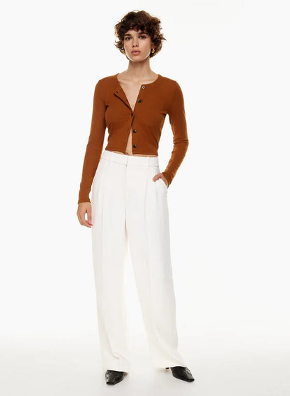 Women's Wide-Leg Pants – High-Waisted Pleated Tailored Fit
