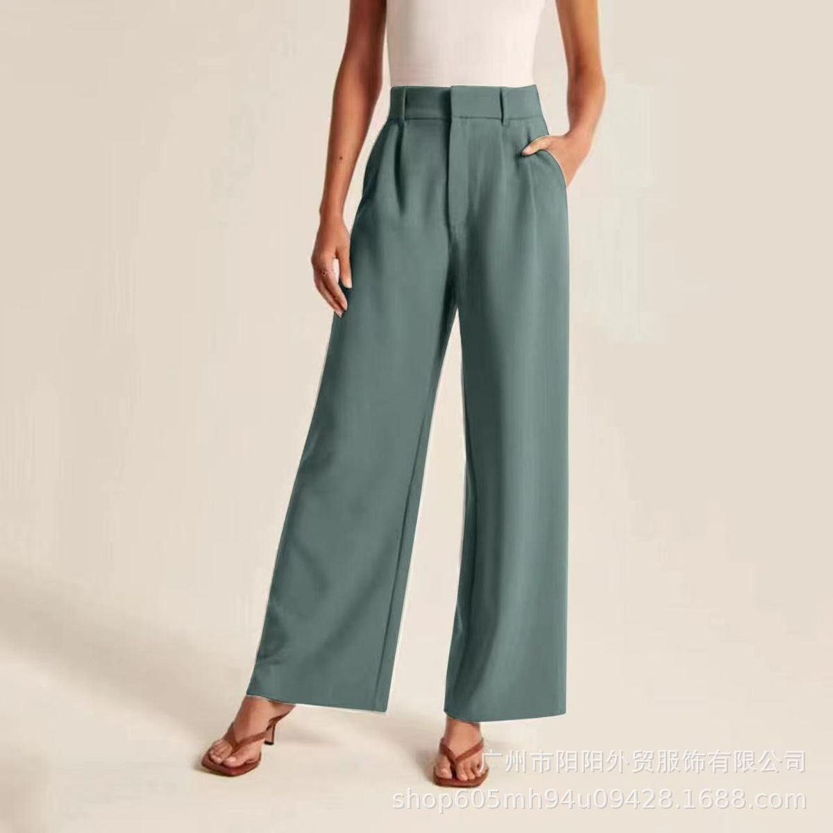 Women's Wide-Leg Pants – High-Waisted Pleated Tailored Fit