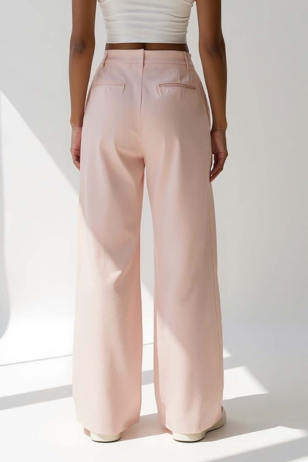 Women's Wide-Leg Pants – High-Waisted Pleated Stretch Fit
