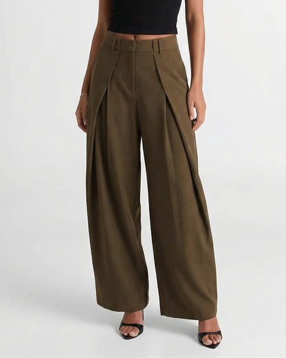 Women's Wide-Leg Pants – High-Waisted, Deep-Pleated