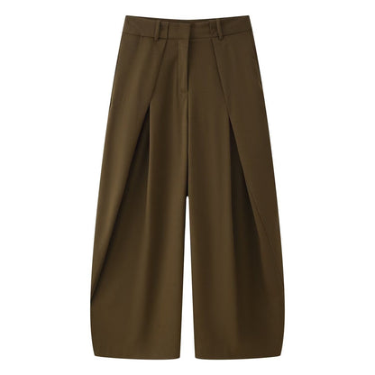 Women's Wide-Leg Pants – High-Waisted, Deep-Pleated