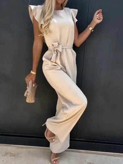 Women's Wide Leg Jumpsuit with Flutter Sleeves