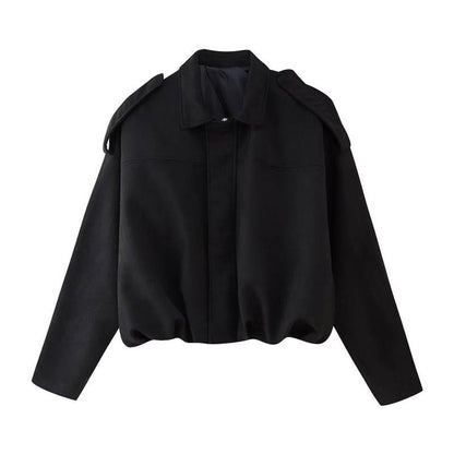 Women's Oversized Cropped Faux Suede Bomber Jacket