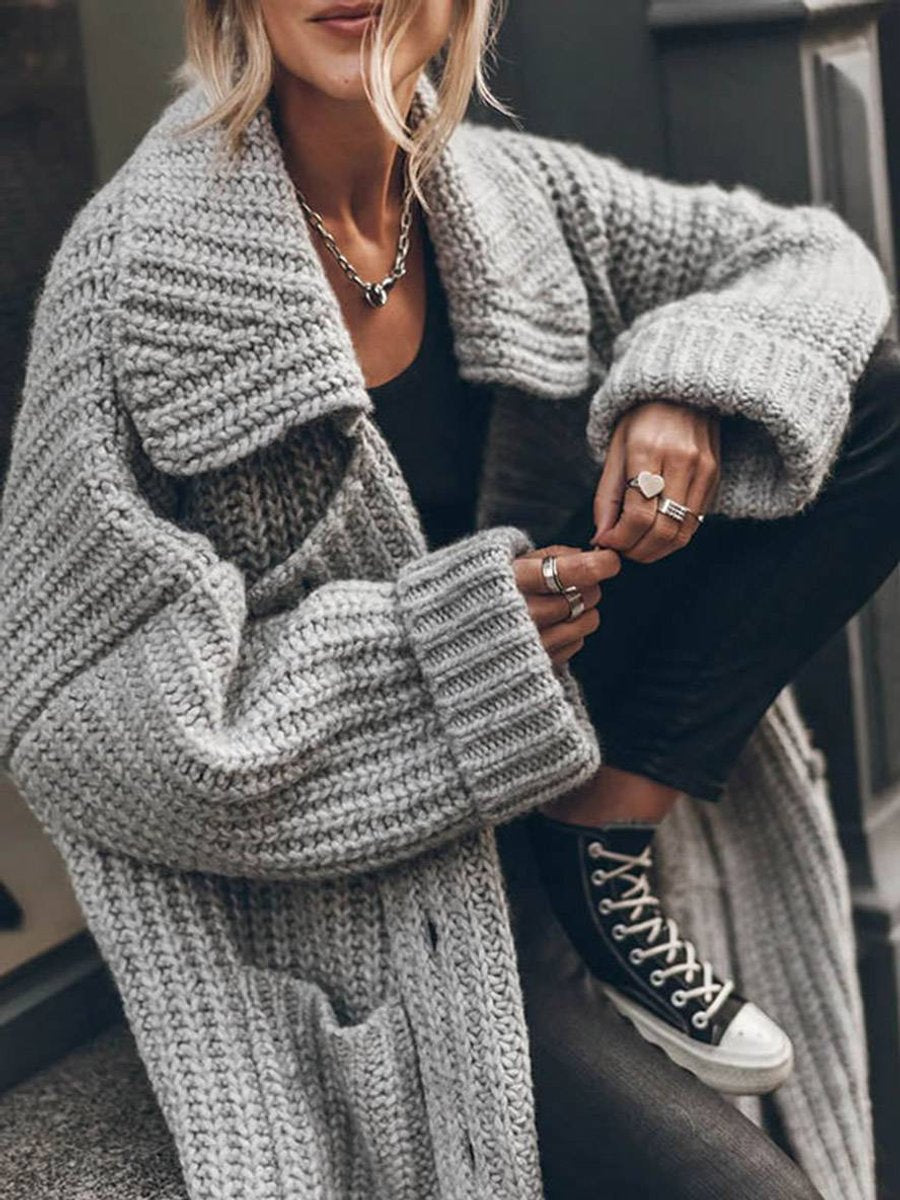 Women's Oversized Chunky Knit Longline Cardigan