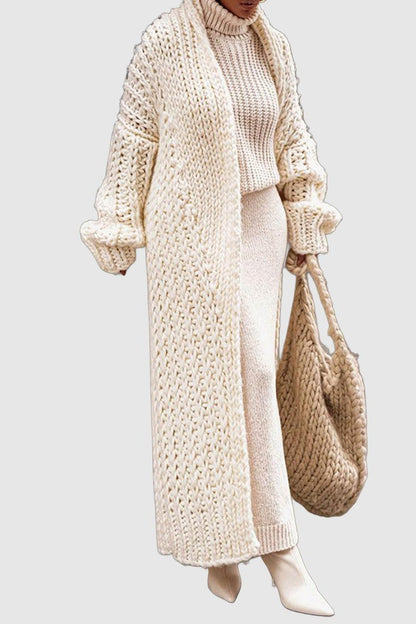 Women's Longline Chunky Knit Open Front Cardigan