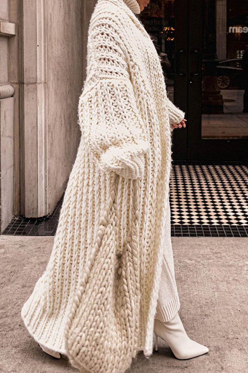 Women's Longline Chunky Knit Open Front Cardigan