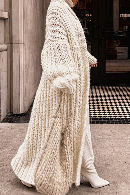 Women's Longline Chunky Knit Open Front Cardigan