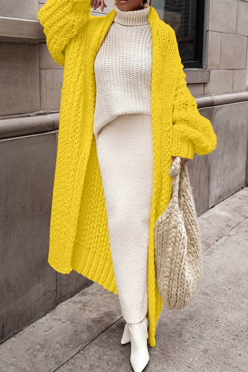 Women's Longline Chunky Knit Open Front Cardigan