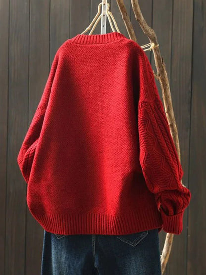 Women's Oversized Cable Knit Cardigan with Buttons