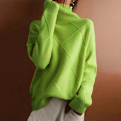 Women's Diamond Pattern Knit Turtleneck Sweater
