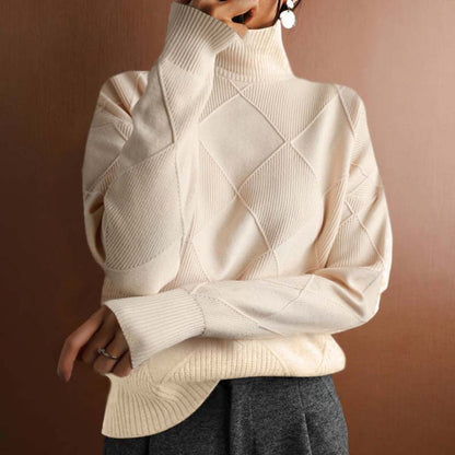 Women's Diamond Pattern Knit Turtleneck Sweater