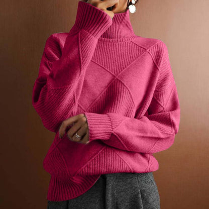 Women's Diamond Pattern Knit Turtleneck Sweater