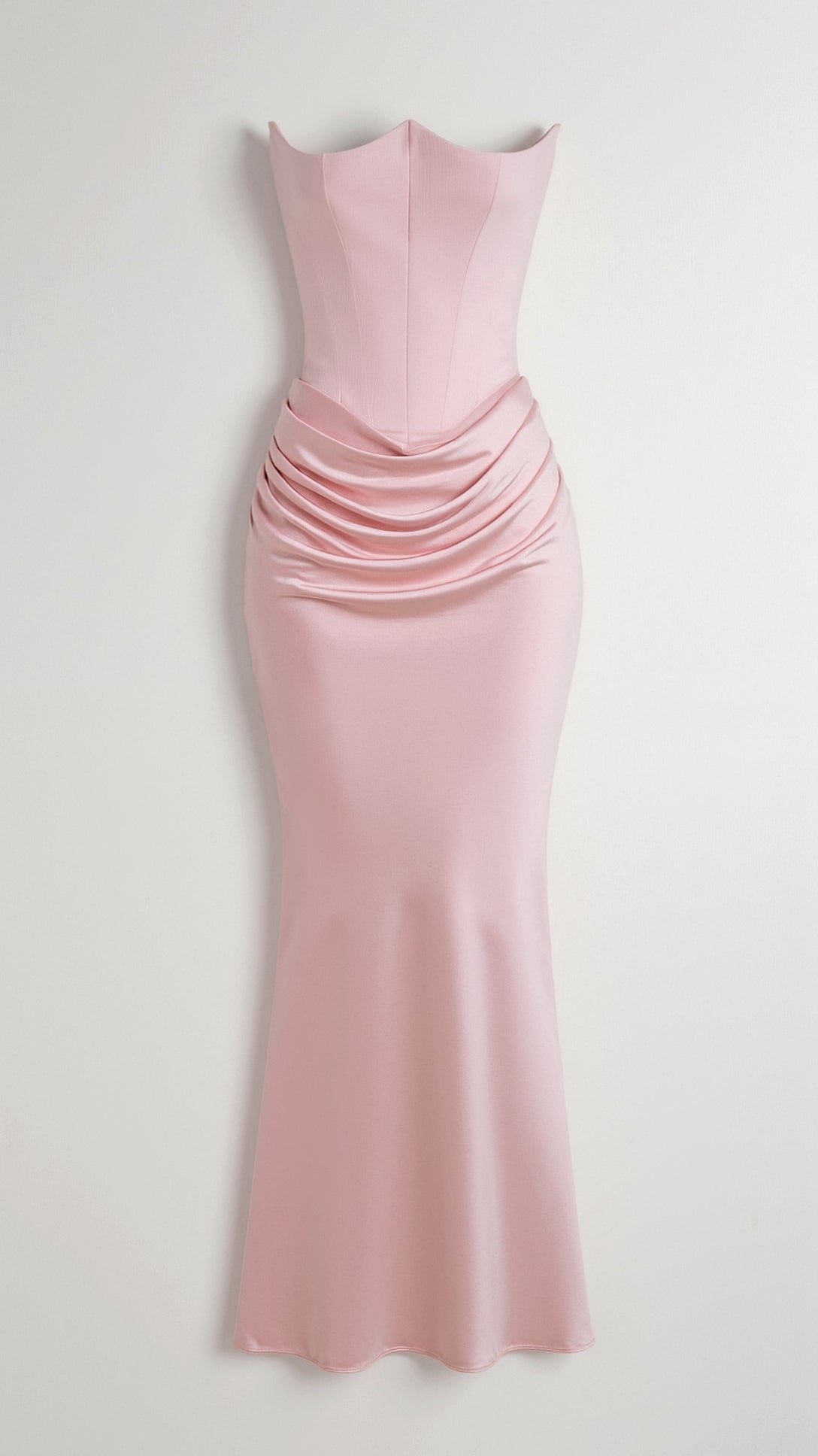 Women's Strapless Maxi Dress with Draped Waist