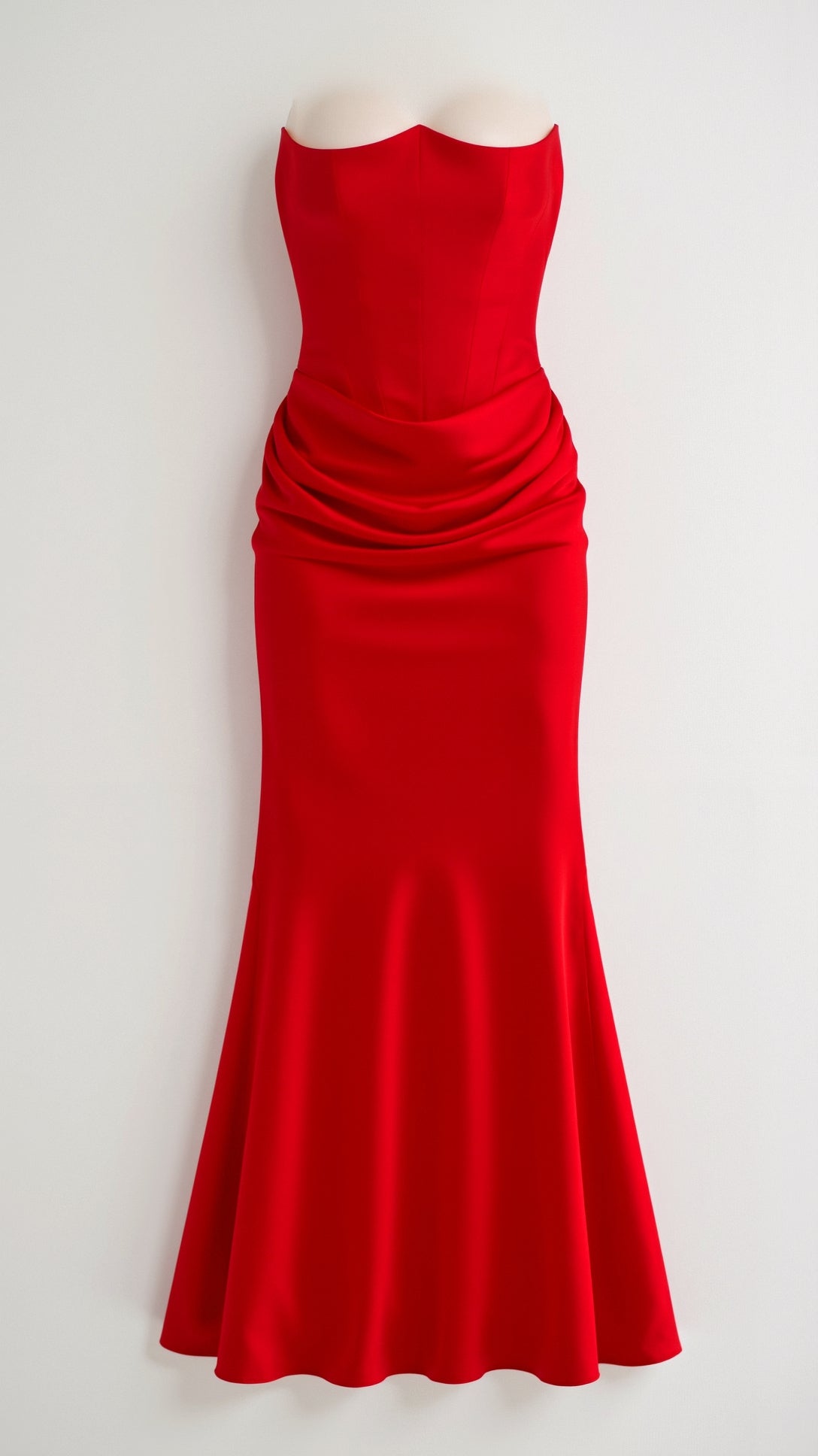 Women's Strapless Maxi Dress with Draped Waist
