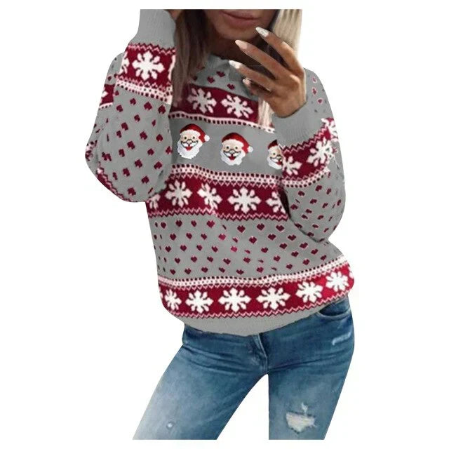 Women's Christmas Sweater – Long Sleeve Crewneck Festive Knit